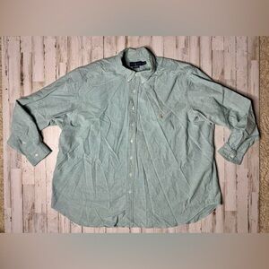 Polo Ralph Lauren Shirt Men's 4XB Green Solid Cotton Dress Casual